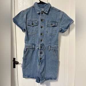 Lioness U know What Denim Jean button down romper size small